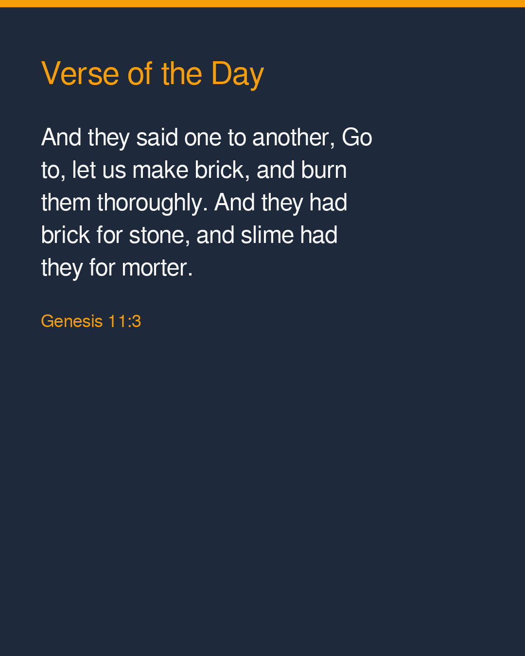 Verse of the Day — 2026-09-27 — Genesis 11:3