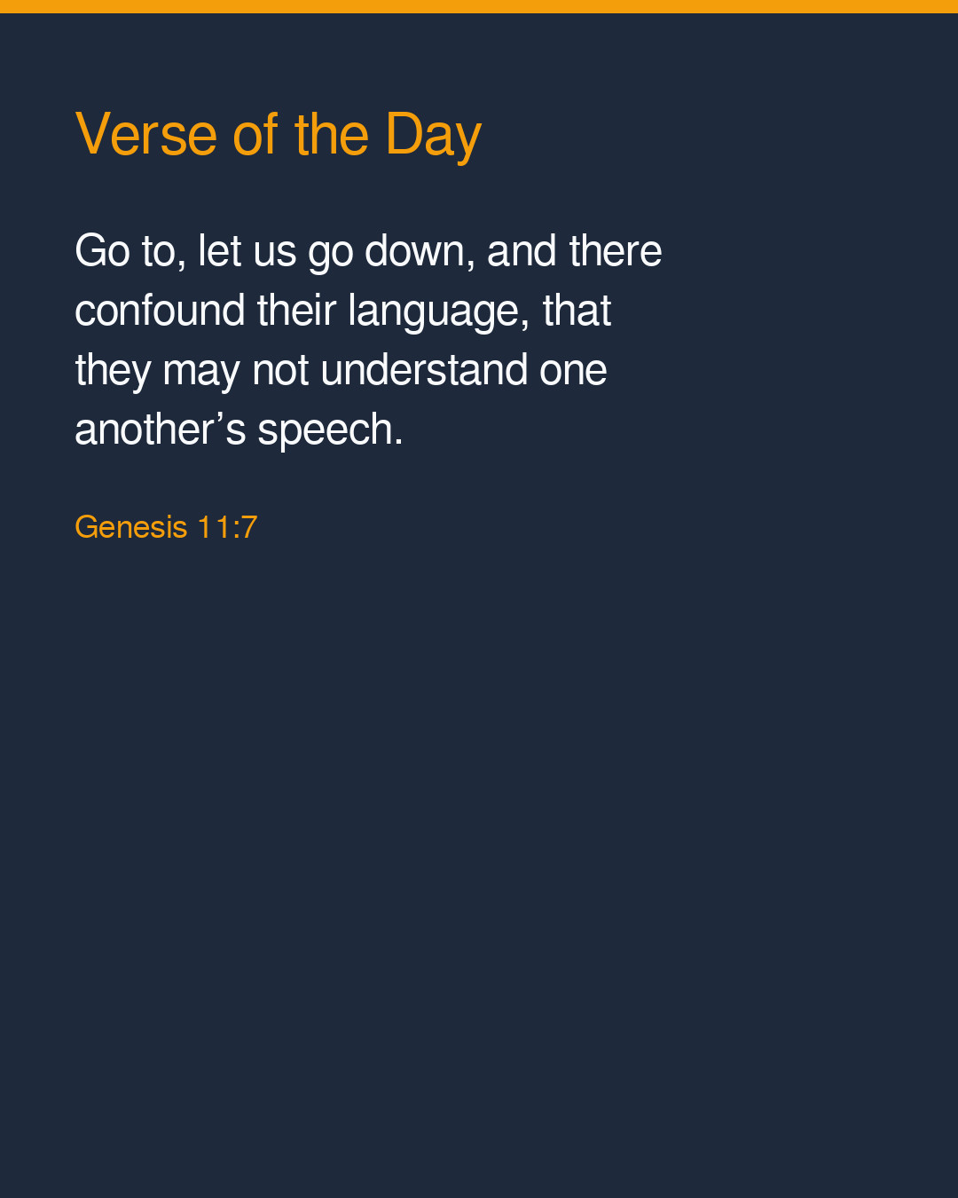 Verse of the Day — 2026-10-01 — Genesis 11:7