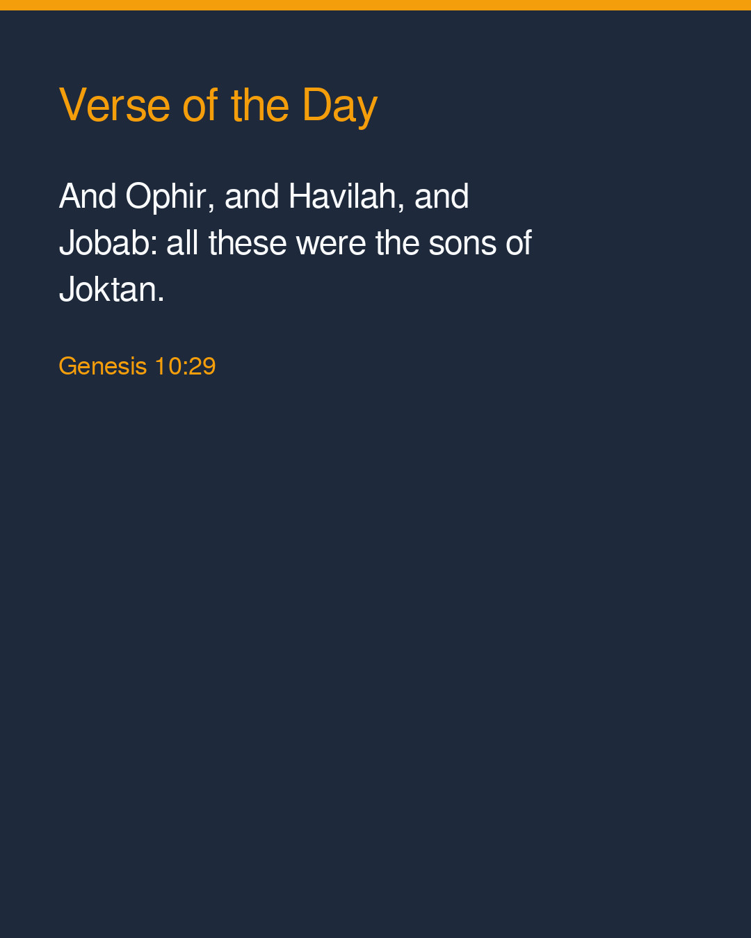 Verse of the Day — 2026-09-21 — Genesis 10:29