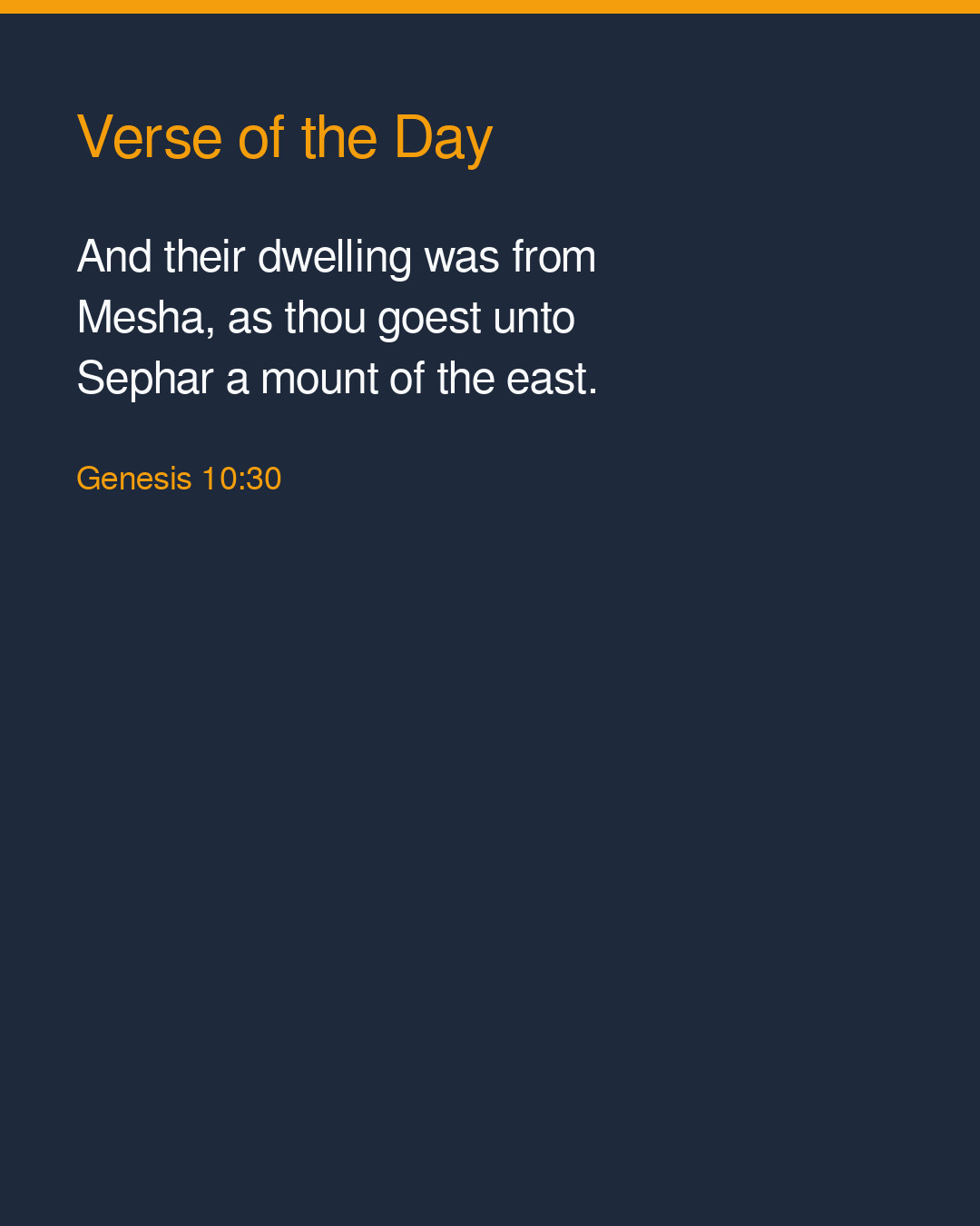 Verse of the Day — 2026-09-22 — Genesis 10:30